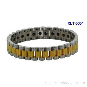 Men design gold plated stainless steel bio sport energy bracelet hot sales